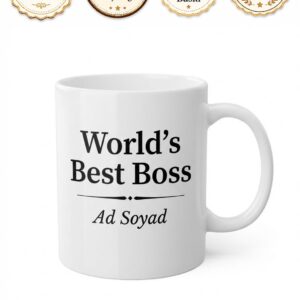 World's Best Boss Baskılı Patrona Hediye İngilizce Kupa Bardak Ofis Hediyesi