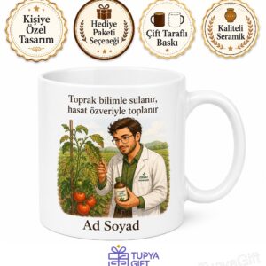 Ziraat Mühendisi Domates Hastalığı Organik İlaç Temalı Kupa Bardak Hediye